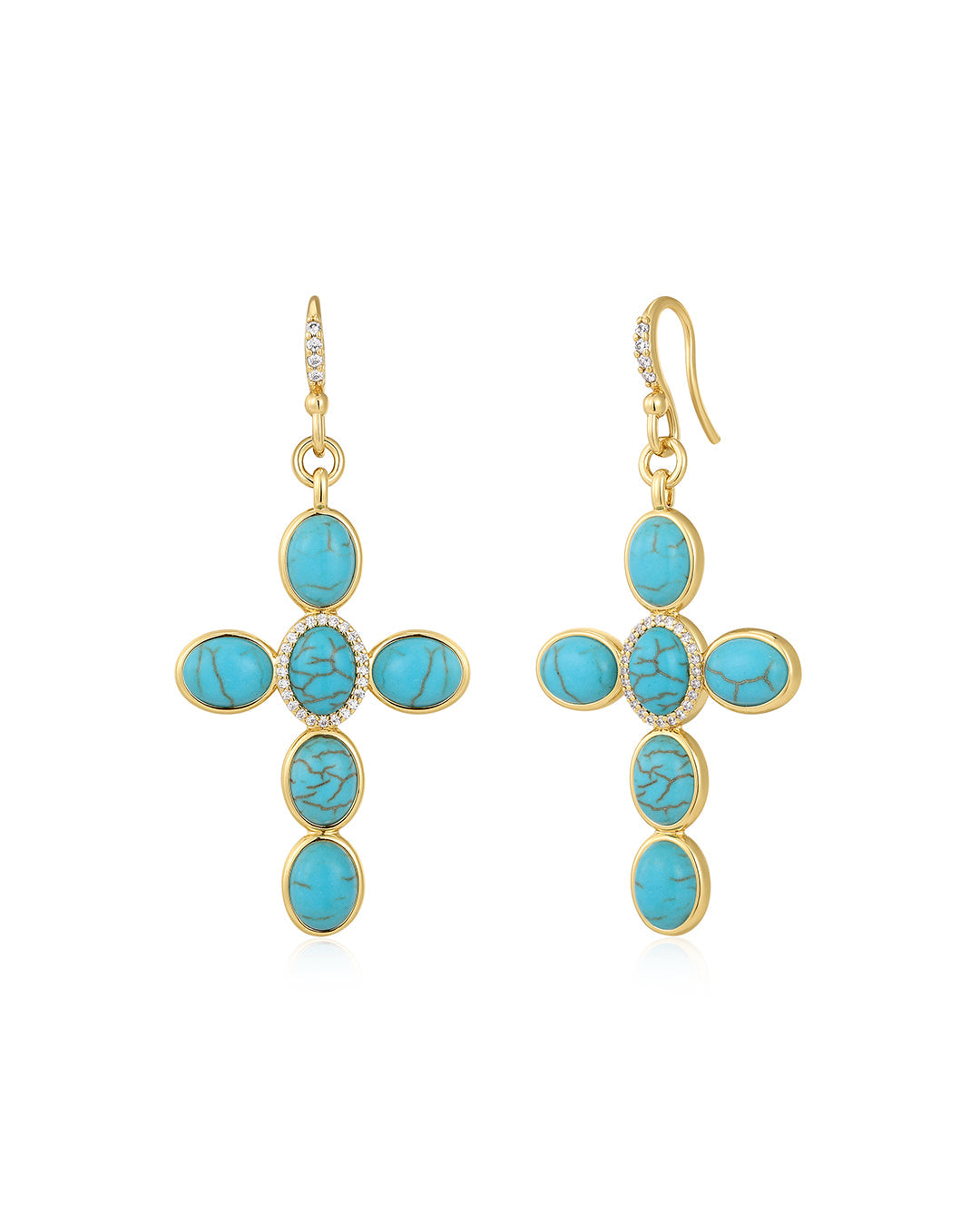 Turquoise Cross Earrings 7263335219260