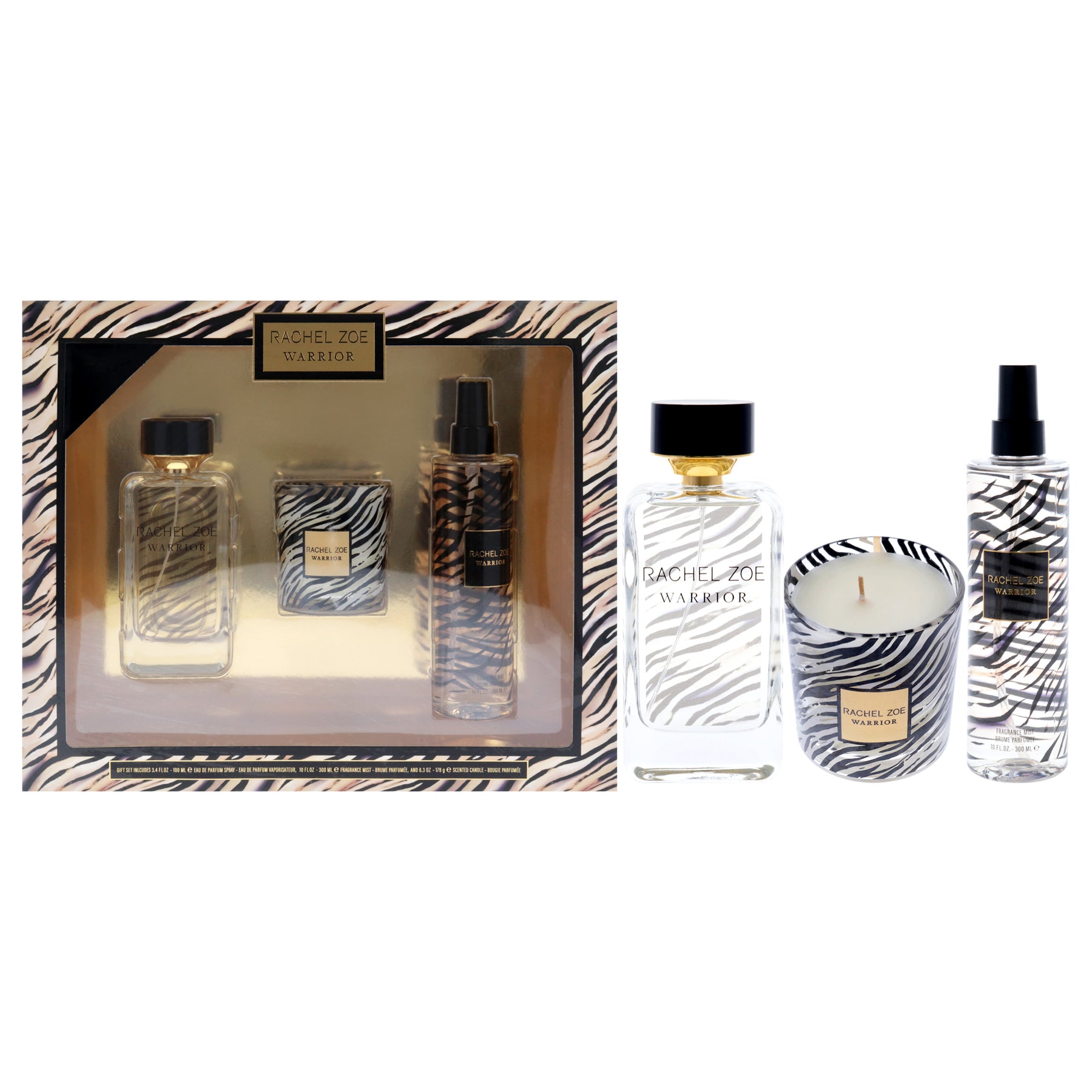 Warrior by Rachel Zoe for Women - 3 Pc 3.4oz EDP Spray, 10oz Fragrance Mist, 6.3oz Candle 7830767927356