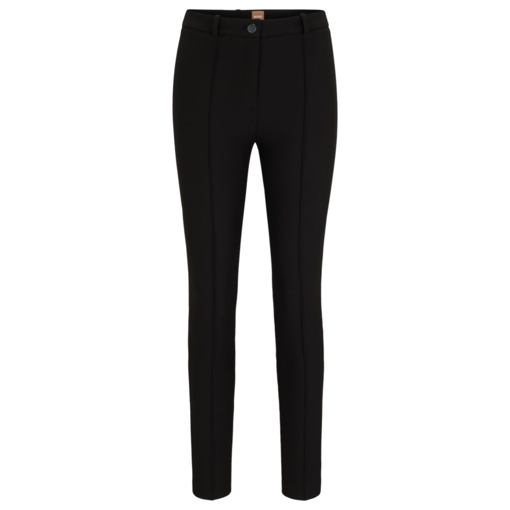 Slim-fit pants in stretch fabric with pintuck pleats
