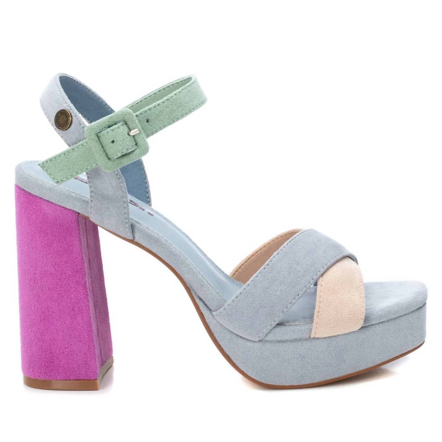 Women's Heeled Suede Sandals In Multicolor