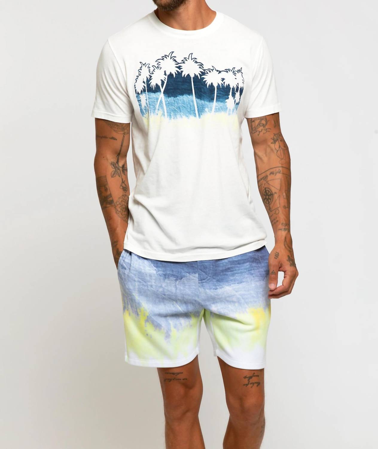 Citron Palms Crew Tee In White