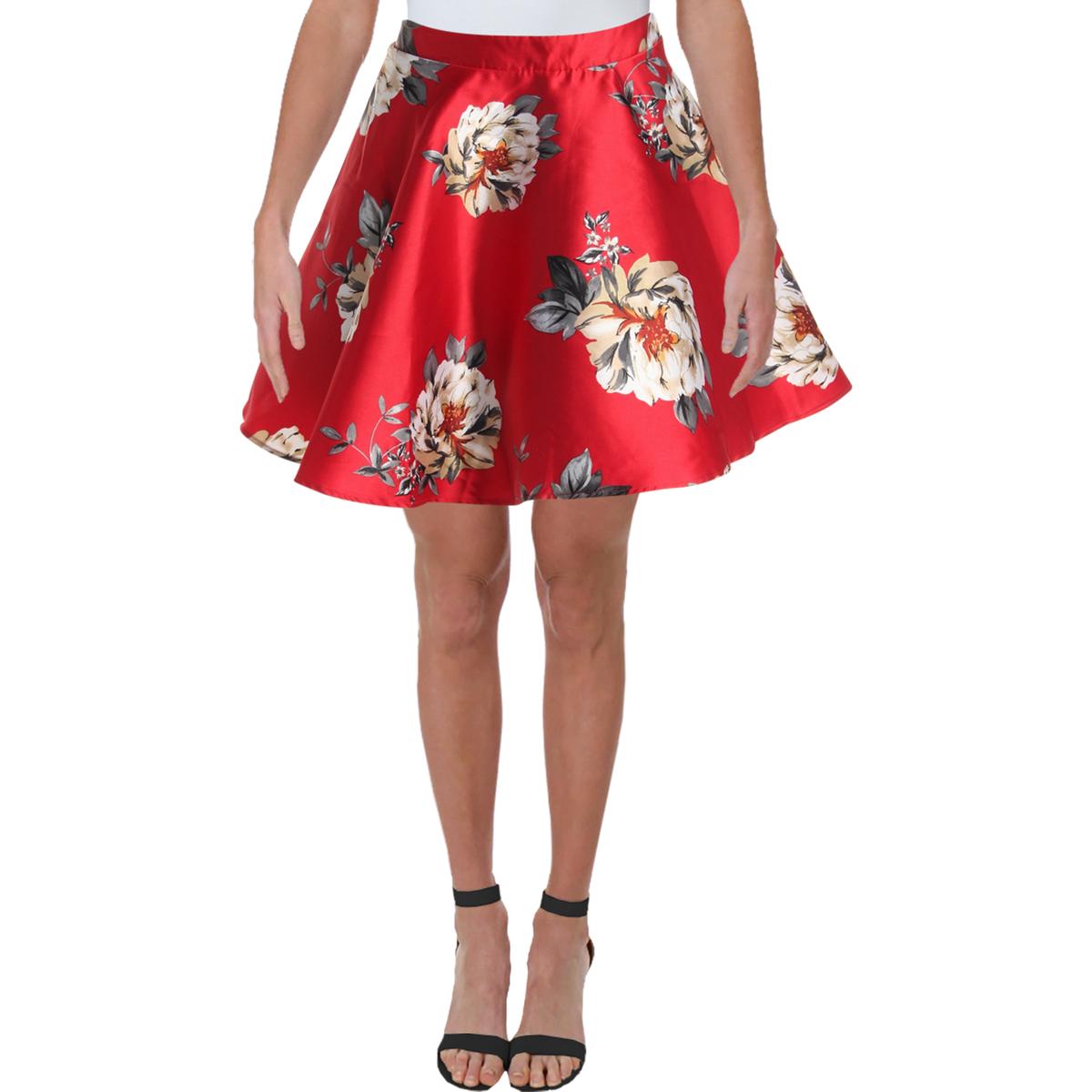 Juniors Woven Floral Print A-Line Skirt