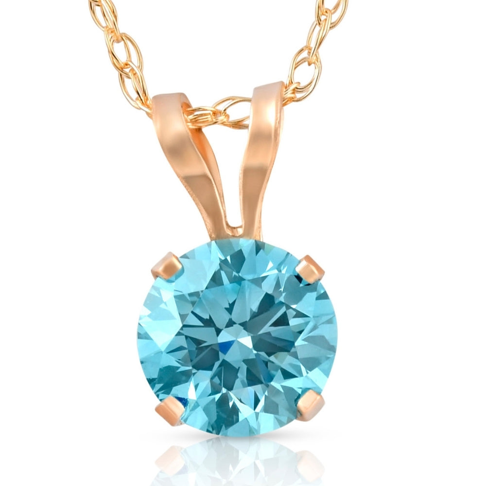 1/2Ct Lab Grown Blue Diamond Solitaire Pendant Necklace14k White or Yellow Gold 7744448102460