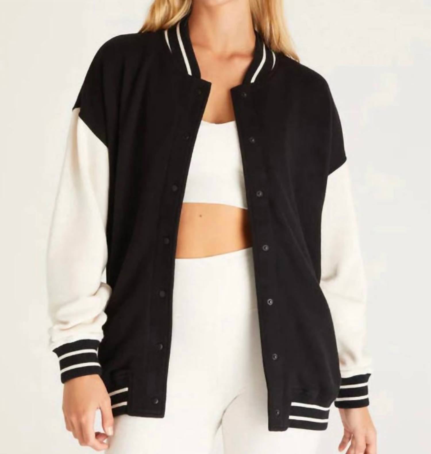 Varsity Fleece Jacket In Black 7271462043708