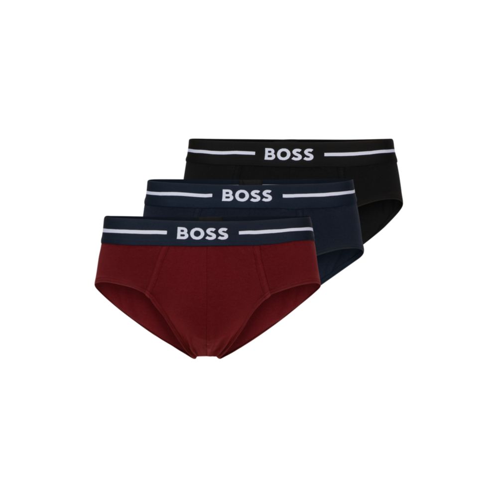Three-pack of stretch-cotton briefs with logo waistband