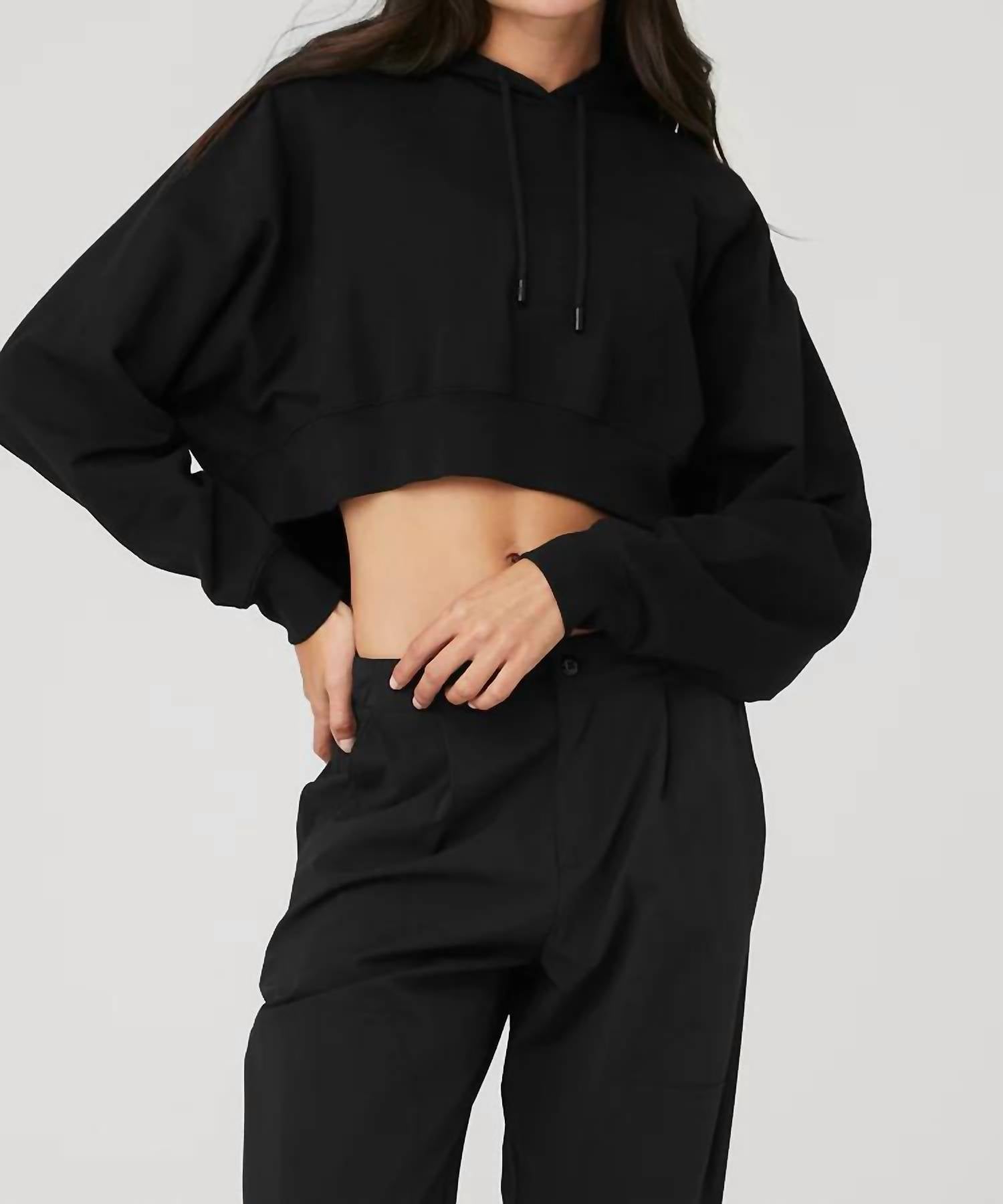 Cropped Double Take Hoodie In Black