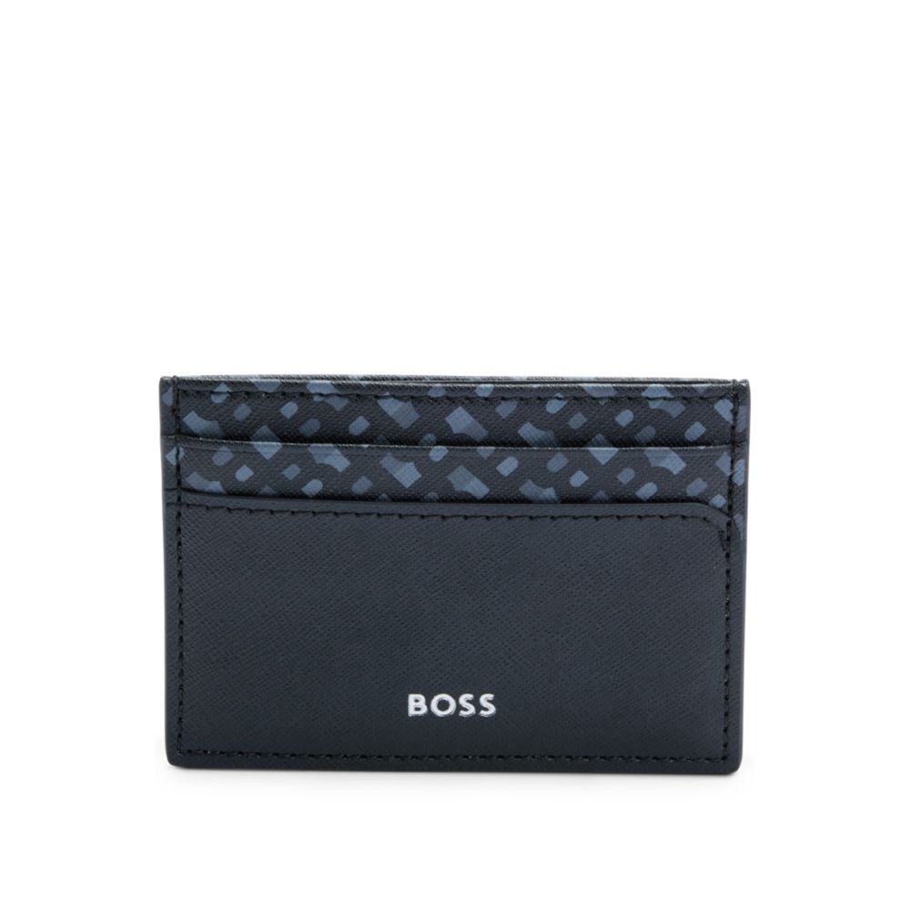 Structured card holder with monogram print