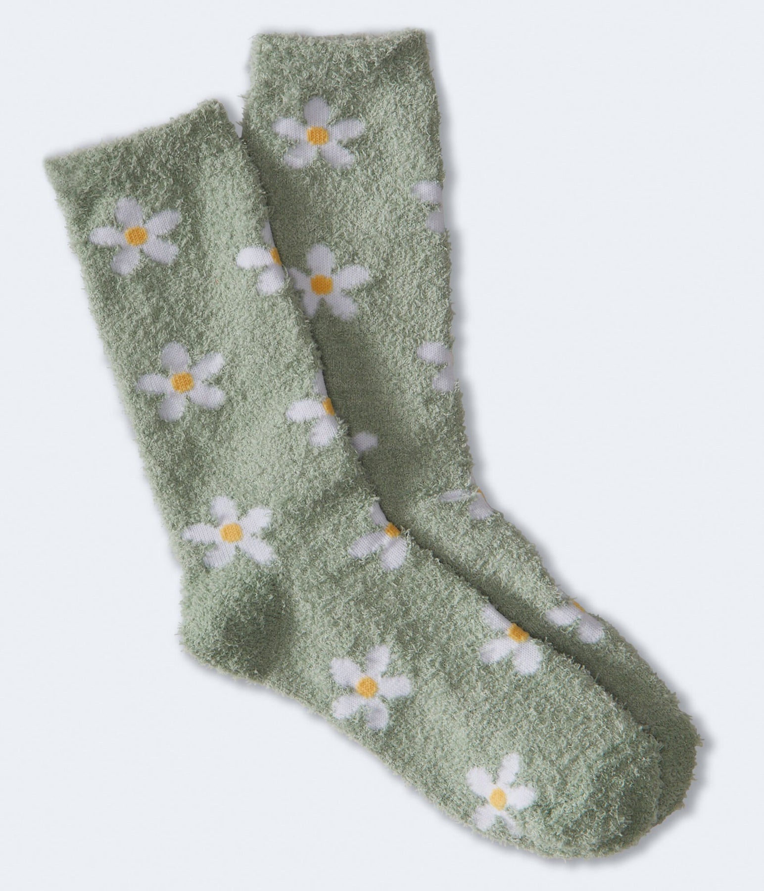 Aeropostale Daisies Fuzzy Crew Socks