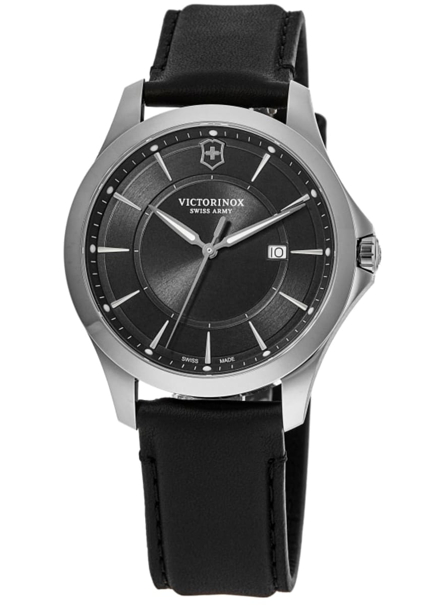 Victorinox Swiss Army Alliance Quartz Black Dial Leather Strap Men's Watch 241904