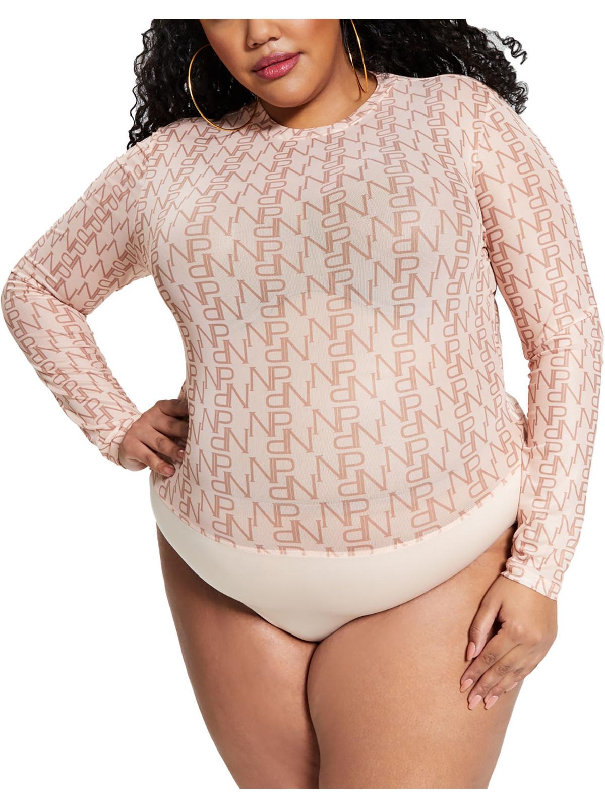 Plus Womens Monogram Crewneck Bodysuit