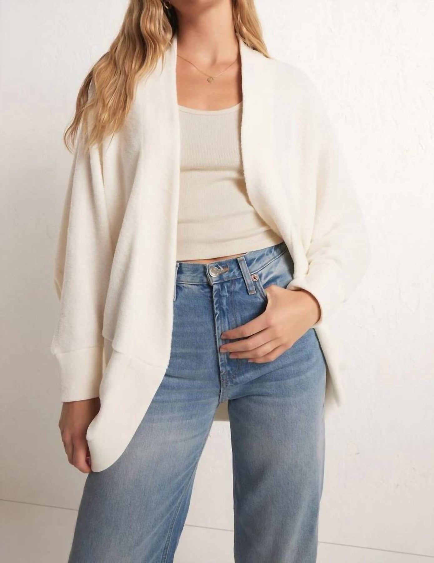 Commuter Fleece Cardigan In Sandstone