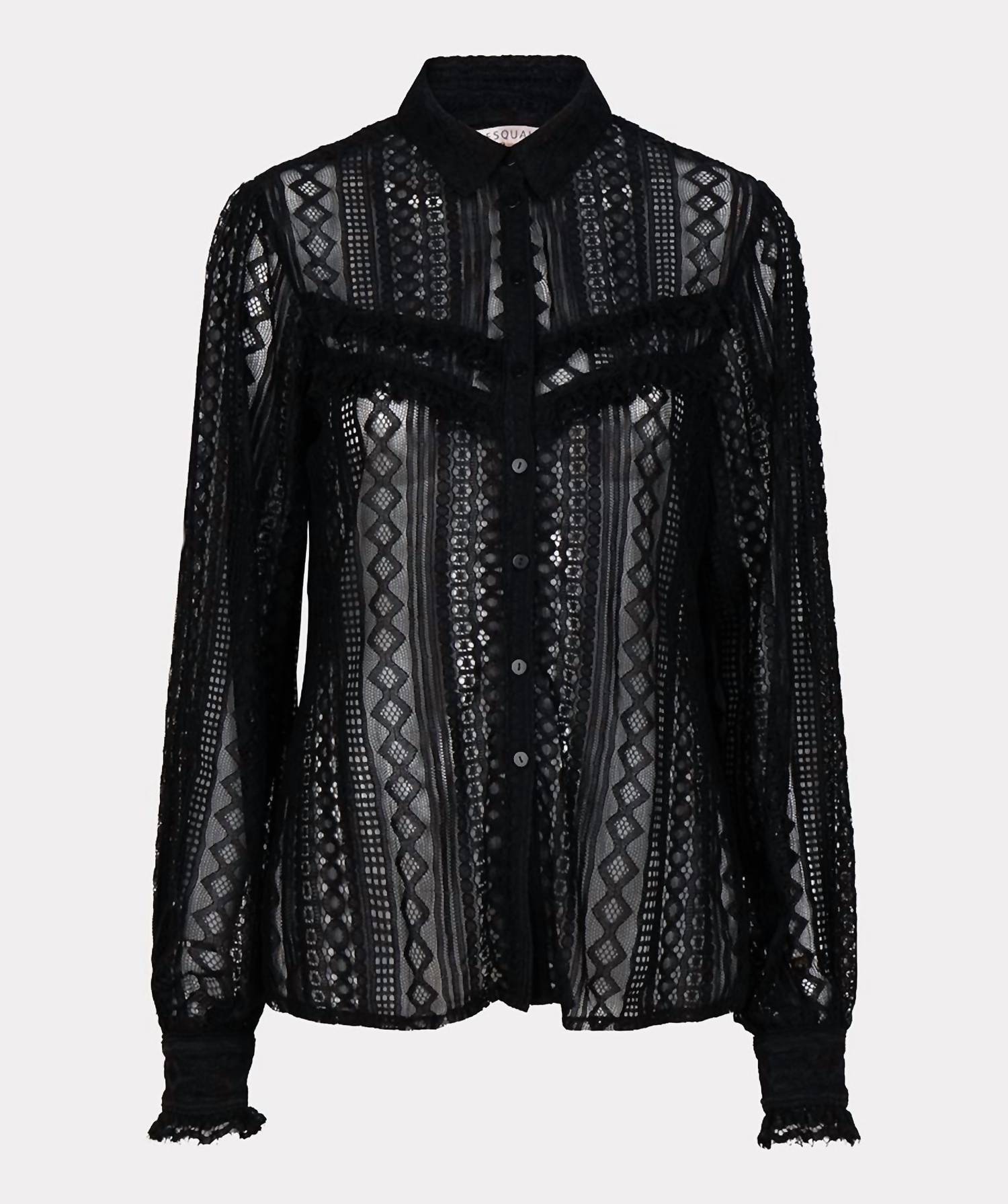 Lace Puff Sleeve Blouse In Black
