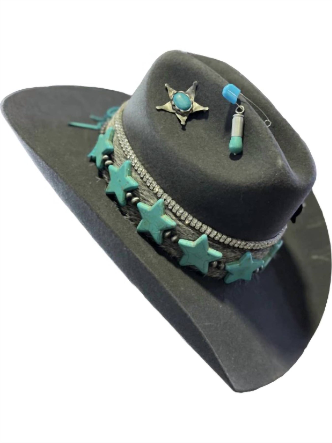 Women's Fedora Hat In Turquoise Star Grey 7761317462076