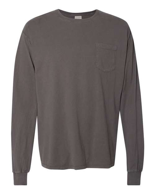 Hanes Men's Garment Dyed Long Sleeve T-Shirt With a Pocket