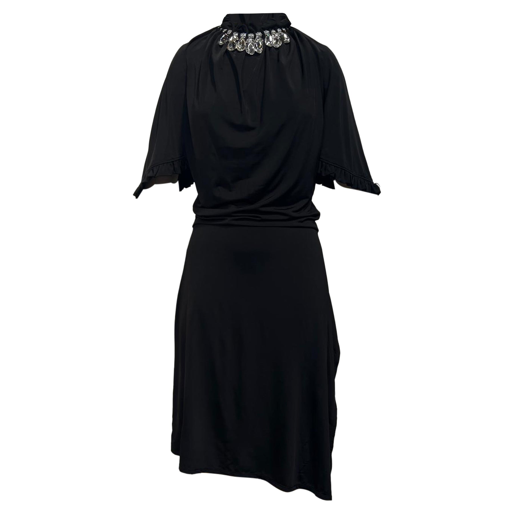 Paco Rabanne Crystal Necklace Dress in Black Viscose 7826354012220