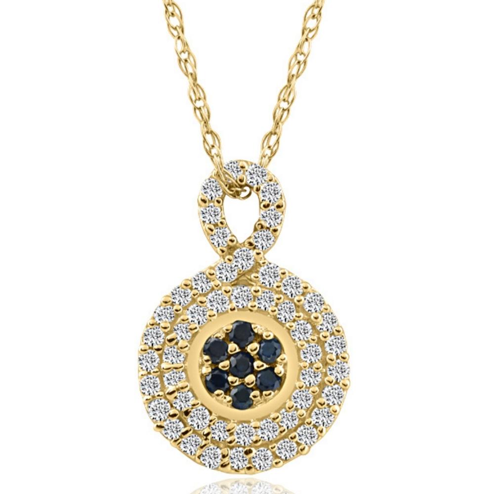1/4Ct Sapphire & Natural Diamond Pendant Necklace in White or Yellow Gold 1/2 7686650822716