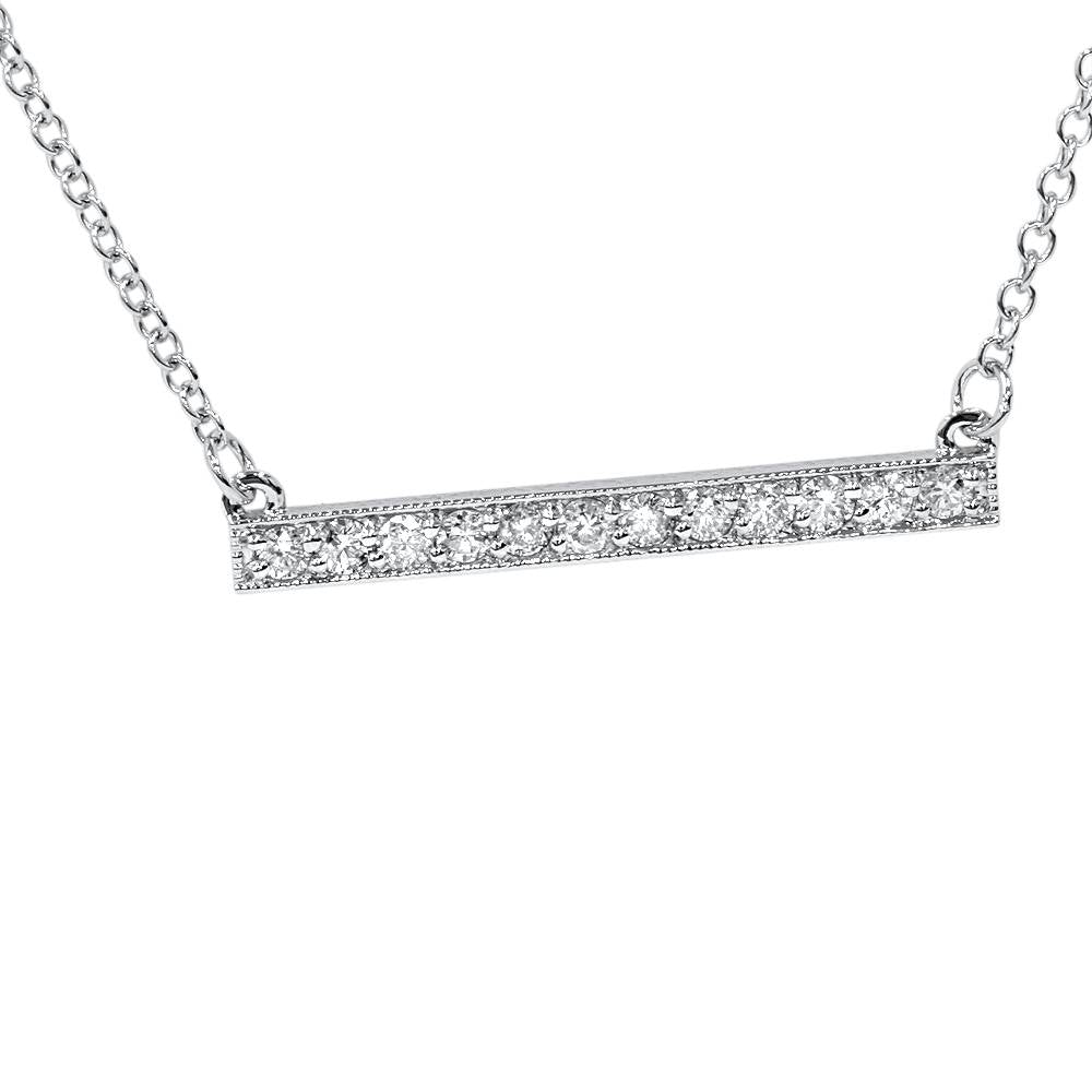 1/2ct Bar Pendant Diamond Necklace in 14K White Gold (Not Enhanced) 1.2 7686721830972