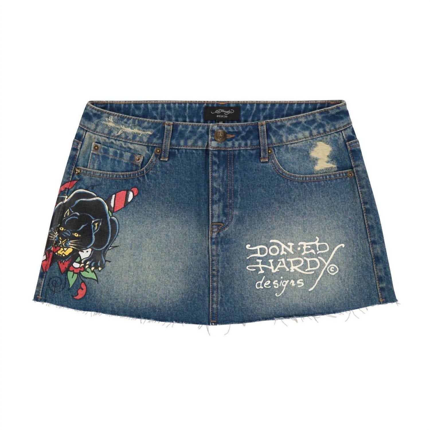 Women's Panther Dagger Denim Mini Skirt In Medium Wash