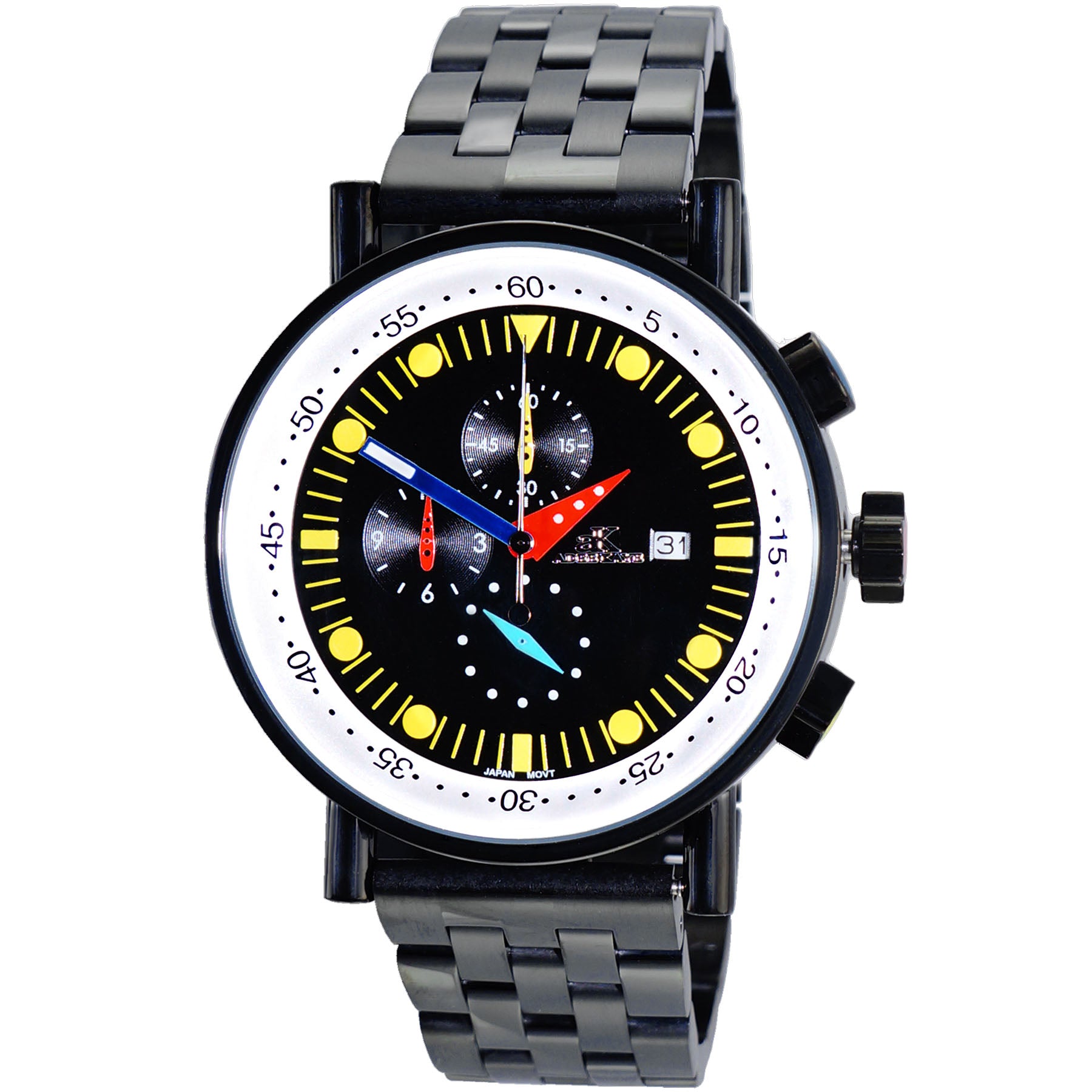 Adee Kaye Men's Mando-Mb Black Dial Watch