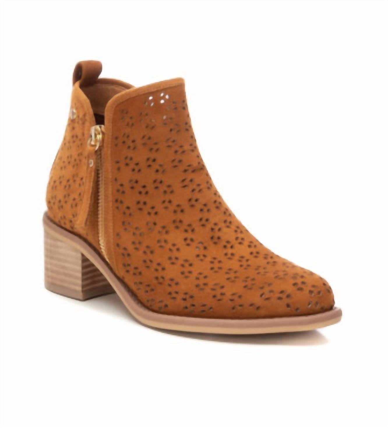 Women's Suede Ankle Booties In Camel