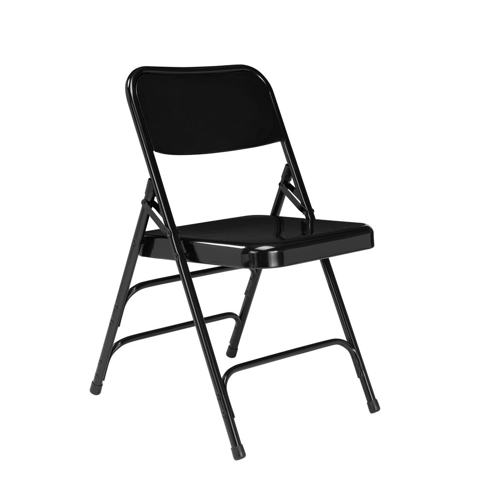 NPS 300 Series Deluxe All-Steel Triple Brace Double Hinge Folding Chair, Black (Pack of 4)