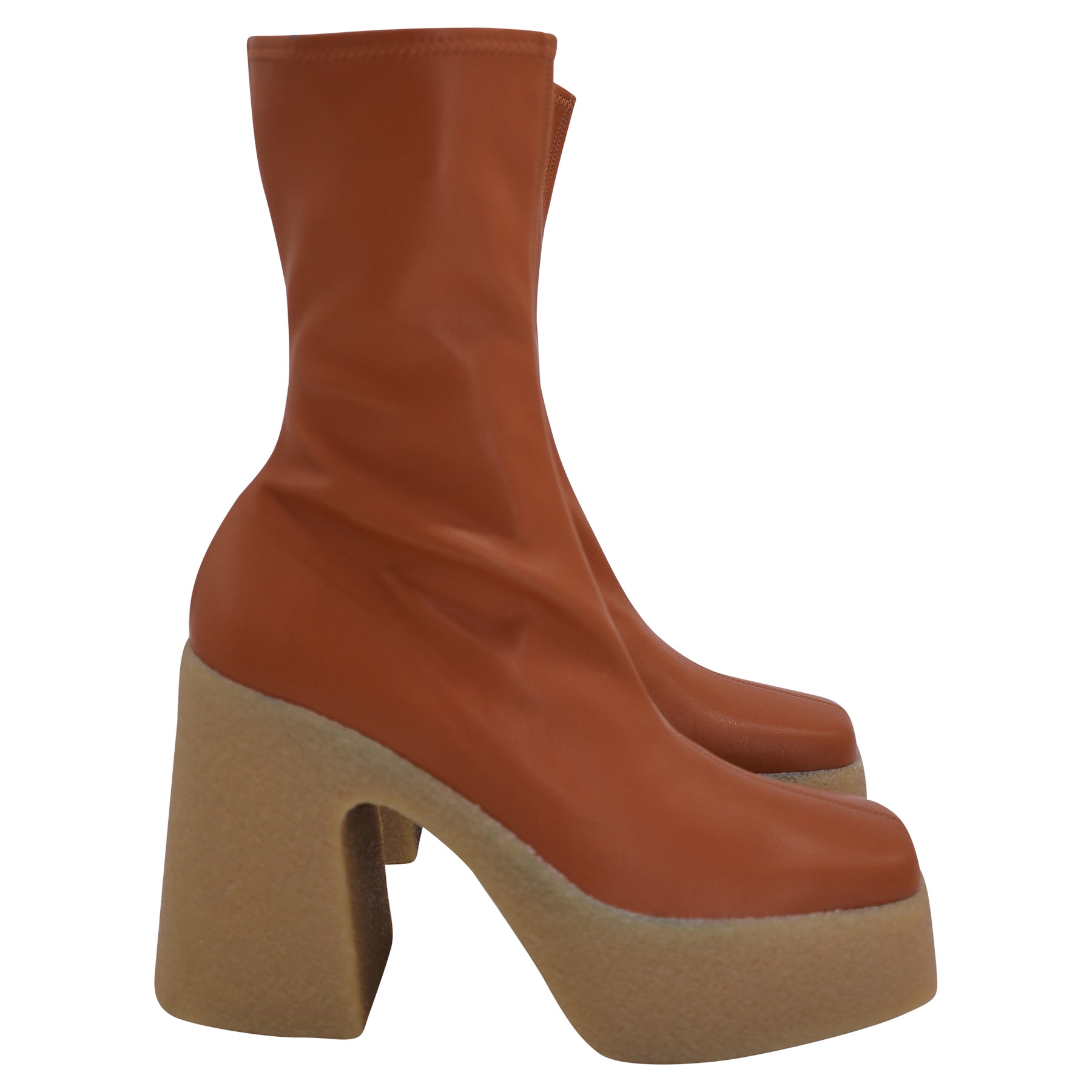 Stella McCartney Praline Skyla Chunky Platform Ankle in Brown Polyurethane