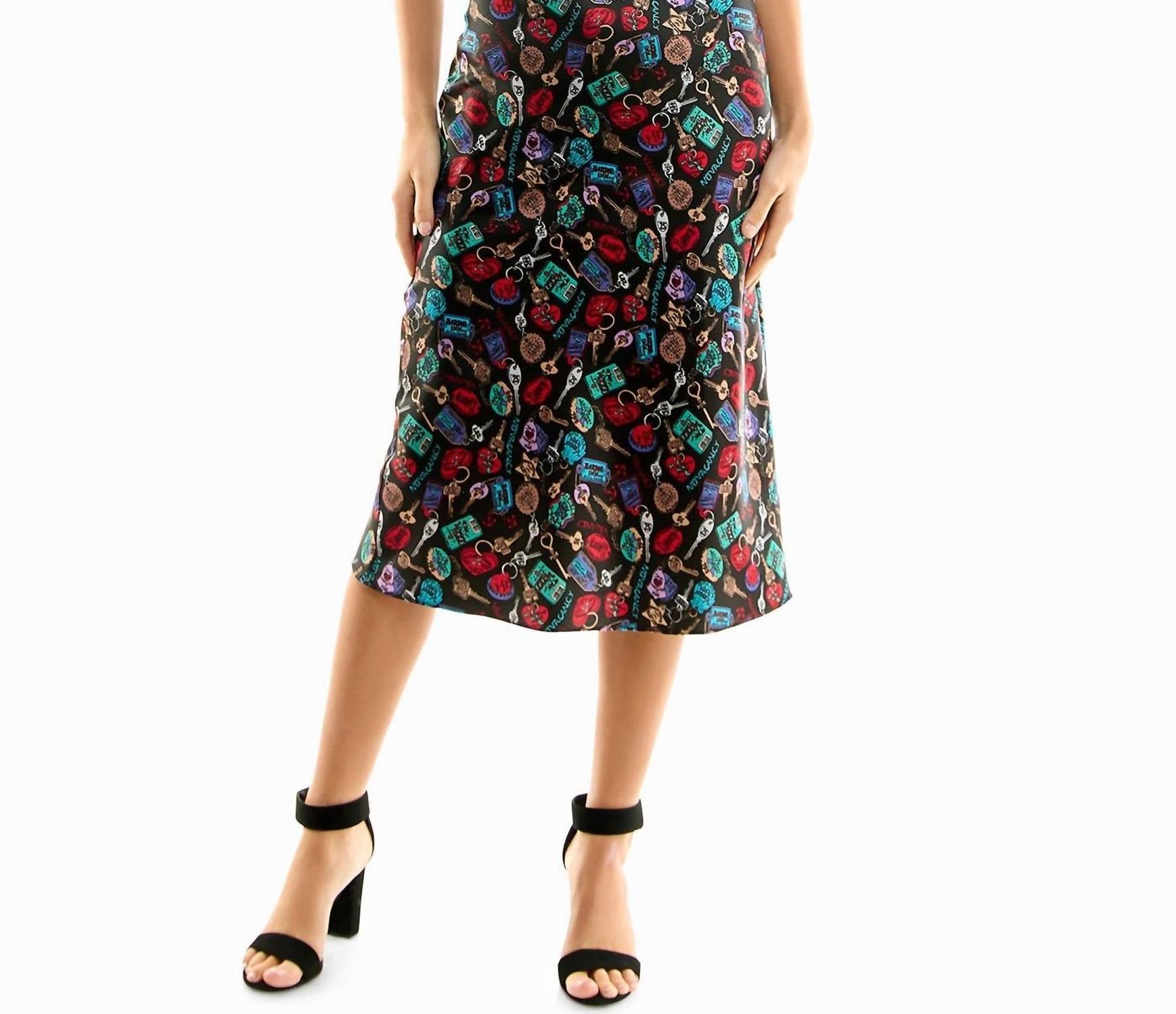 Gabriella Satin Midi Slip Dress In Keys 7686626672700