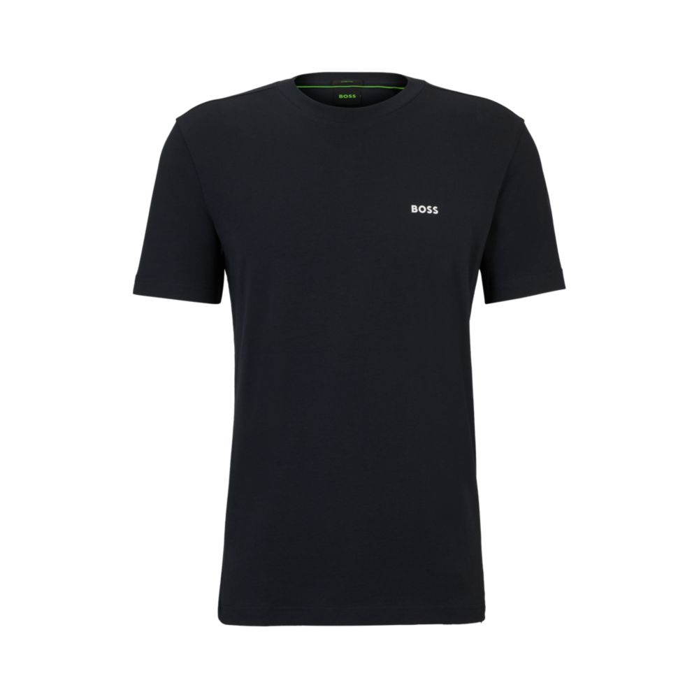 Stretch-cotton regular-fit T-shirt with contrast logo 7583261196348
