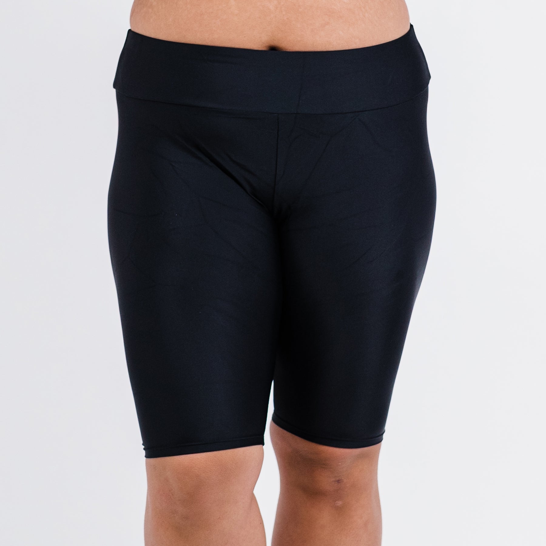 Women's Plus High Waisted Long Bike Swim Shorts 7761391714364