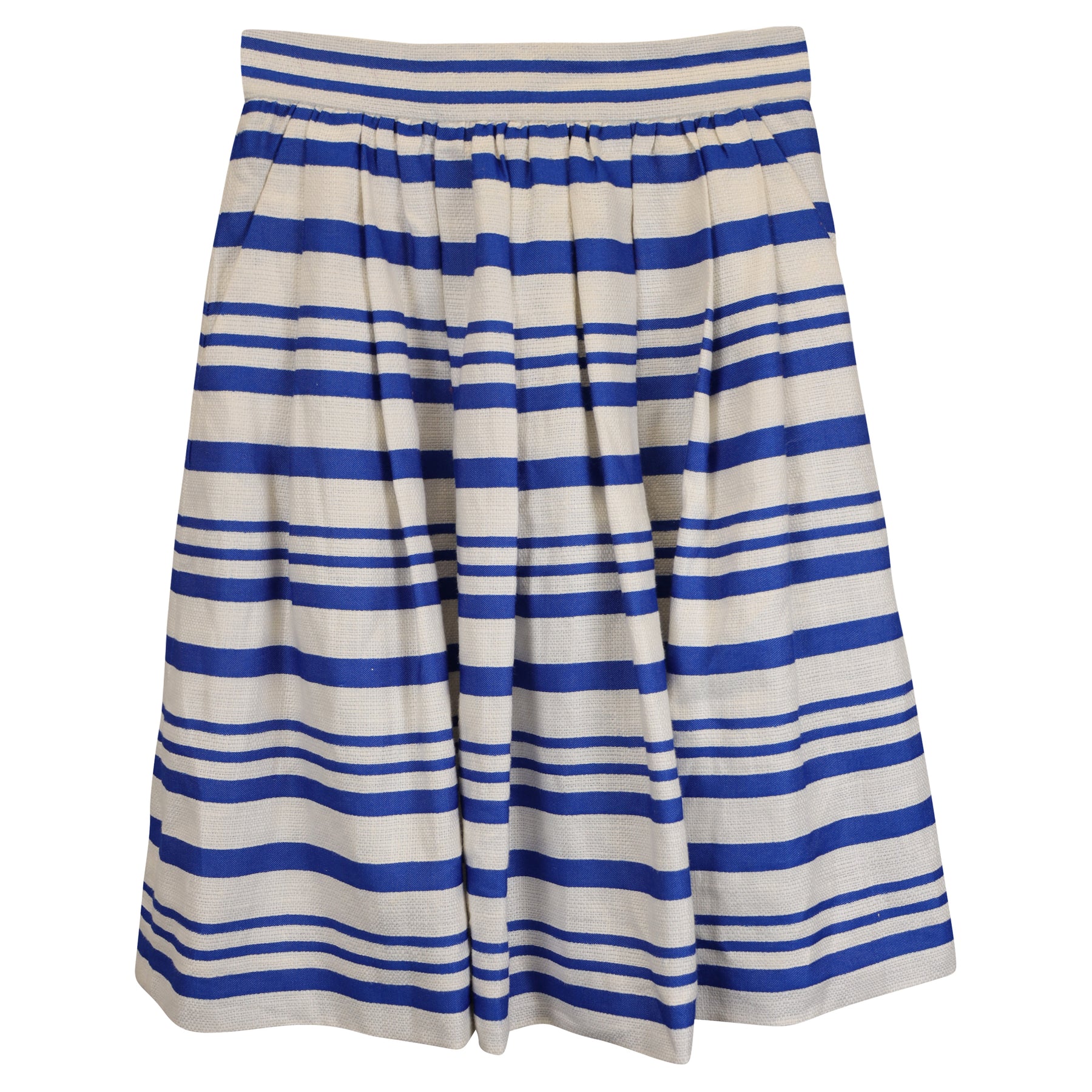 Dolce & Gabbana Striped Mini Skirt in White & Blue Cotton 7744835649596