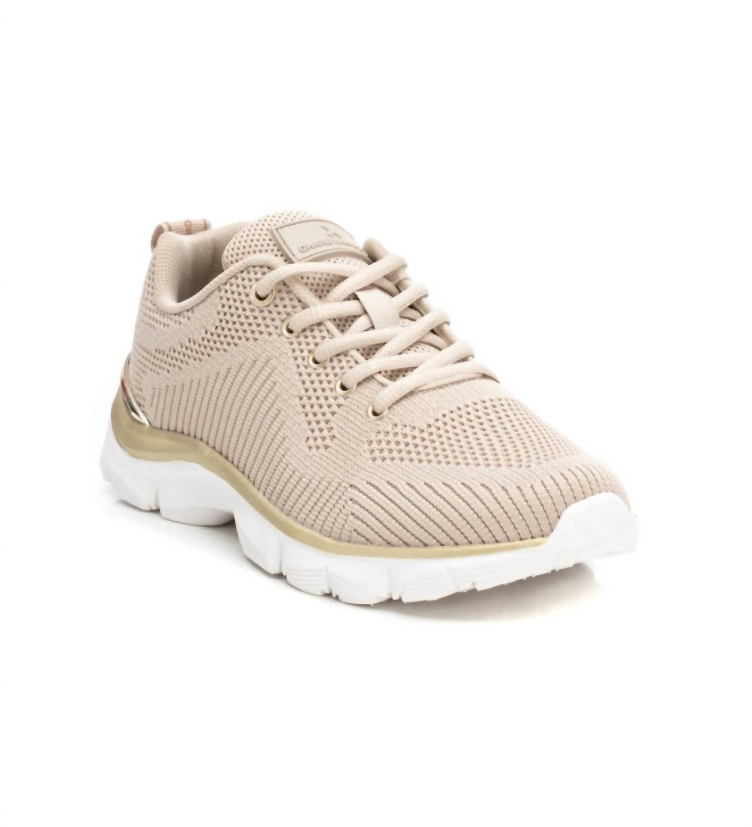 Women's Lace-Up Sneakers In Beige 7661298712636