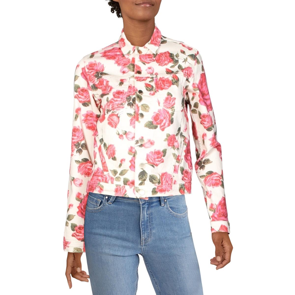 Denim Floral Print Jean Jacket