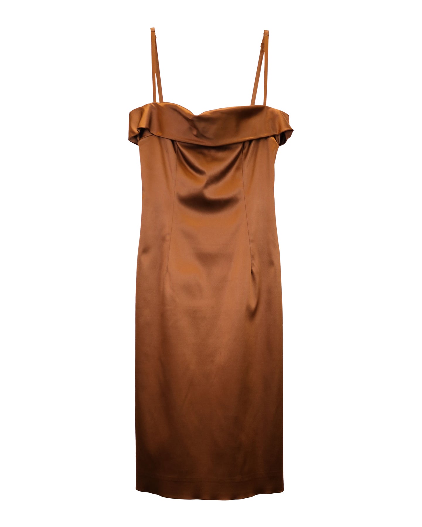 Dolce & Gabbana Sleeveless Knee-Length Dress in Bronze Acetate