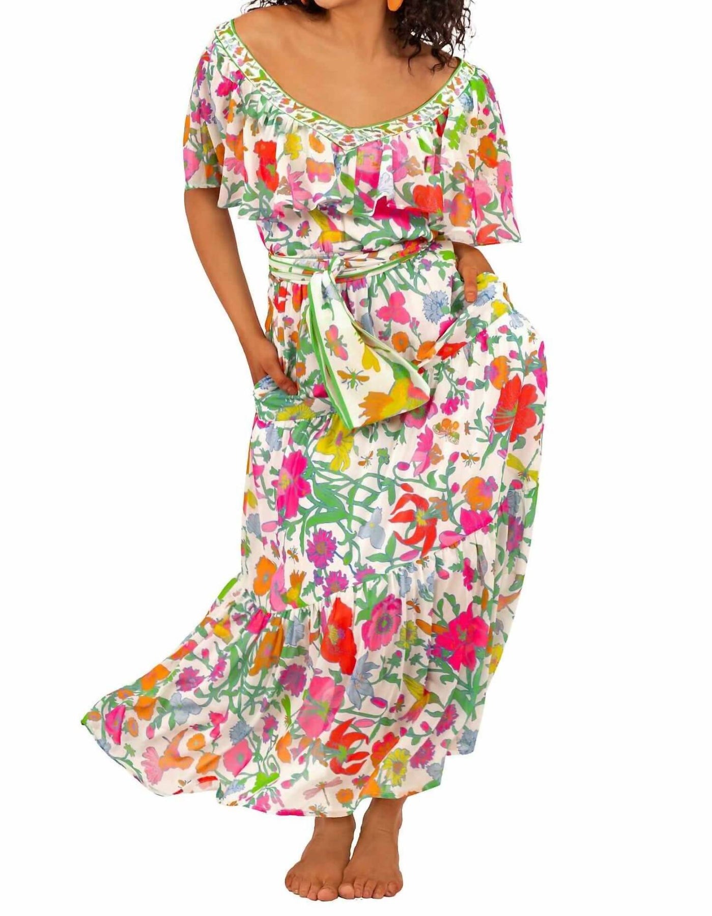 Arles Dress - Birds And Bees In Brights 7744989200444