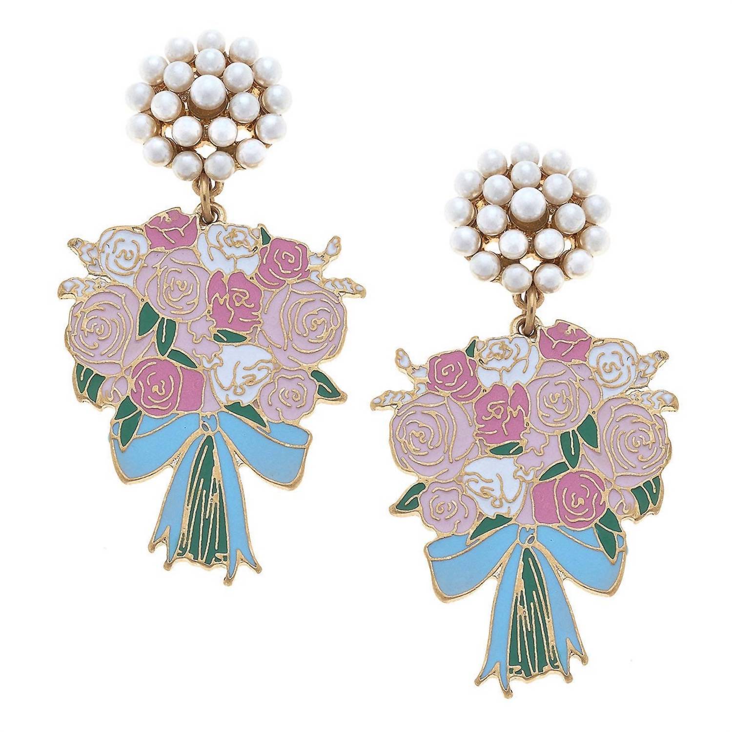 Women's Laney Enamel Cluster Earrings In Pink/blue
