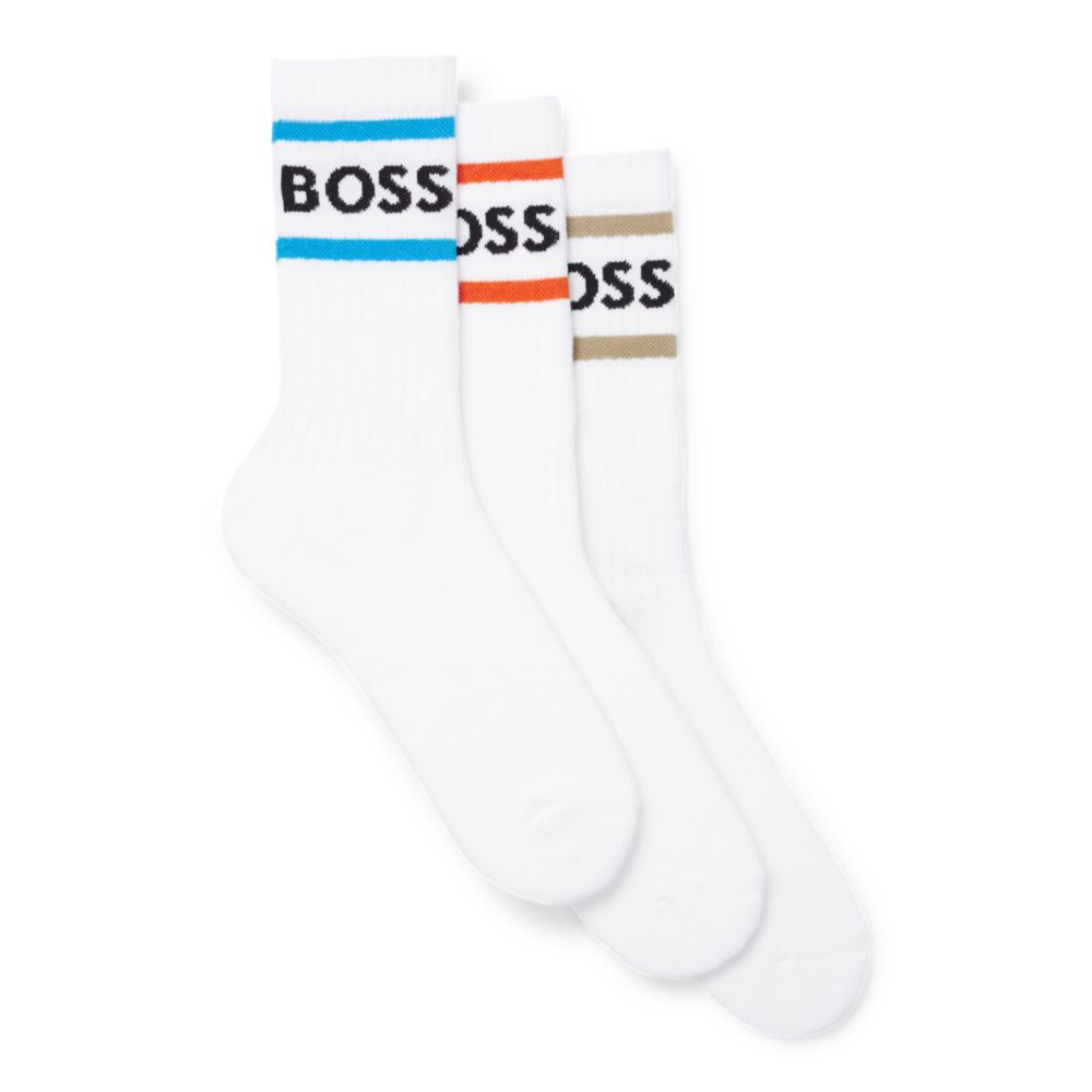Three-pack of short socks with stripes and logo 7208007893052
