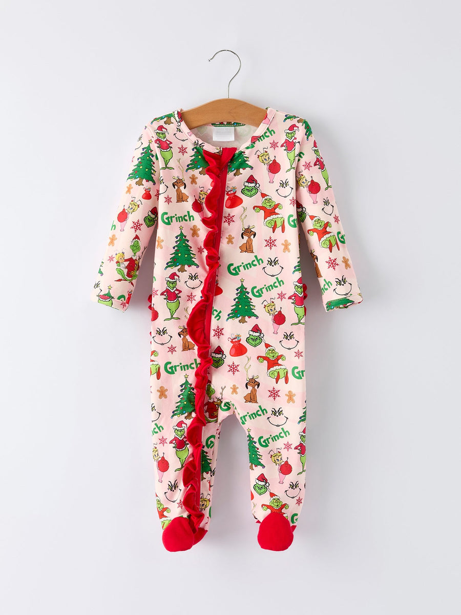 Christmas Tree Character Baby Girls Ruffle Romper