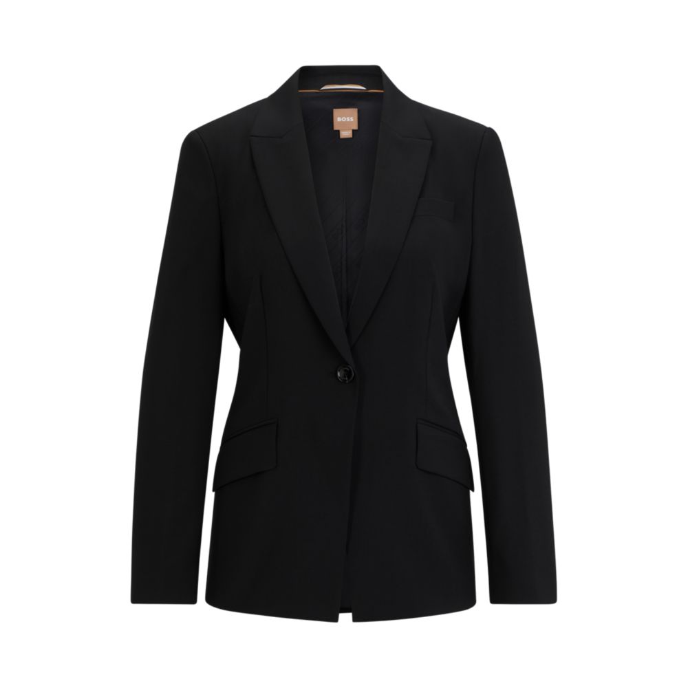 Regular-fit jacket in virgin wool with slit cuffs