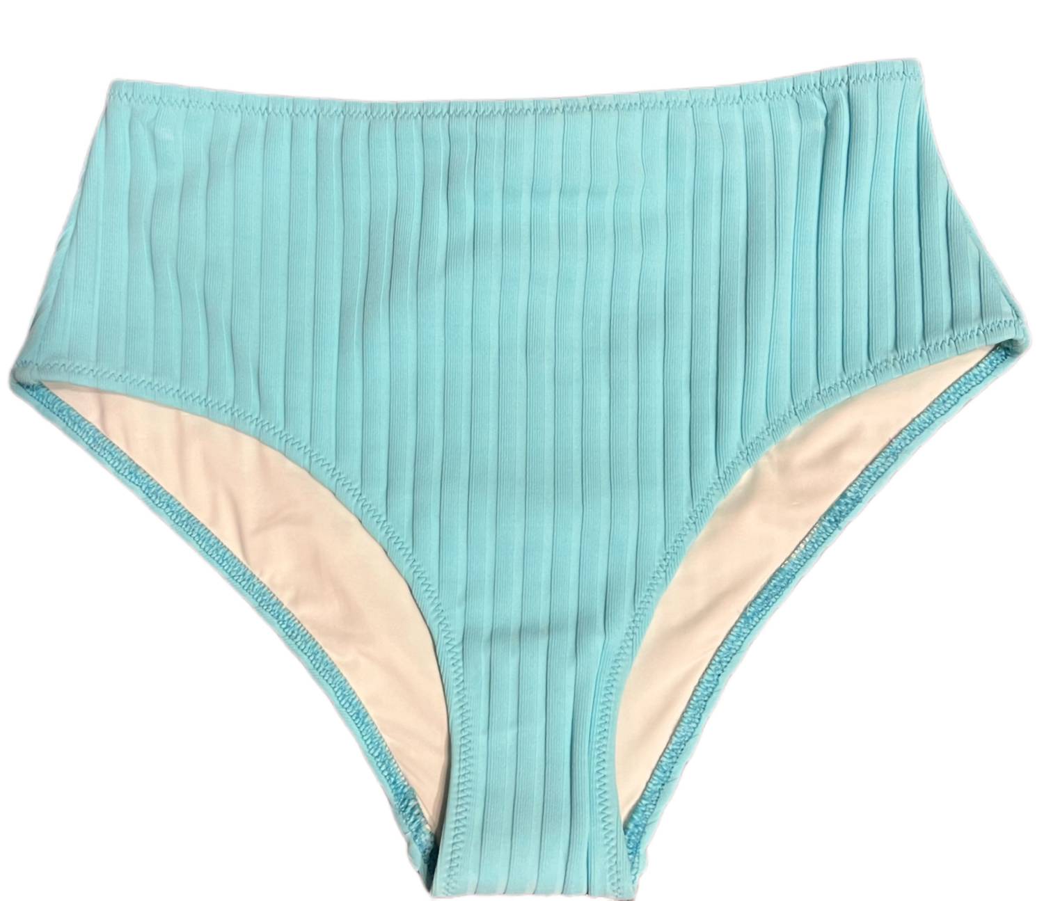Ribbed High Waisted Bikini Bottom In Fresh Air 7745001848892