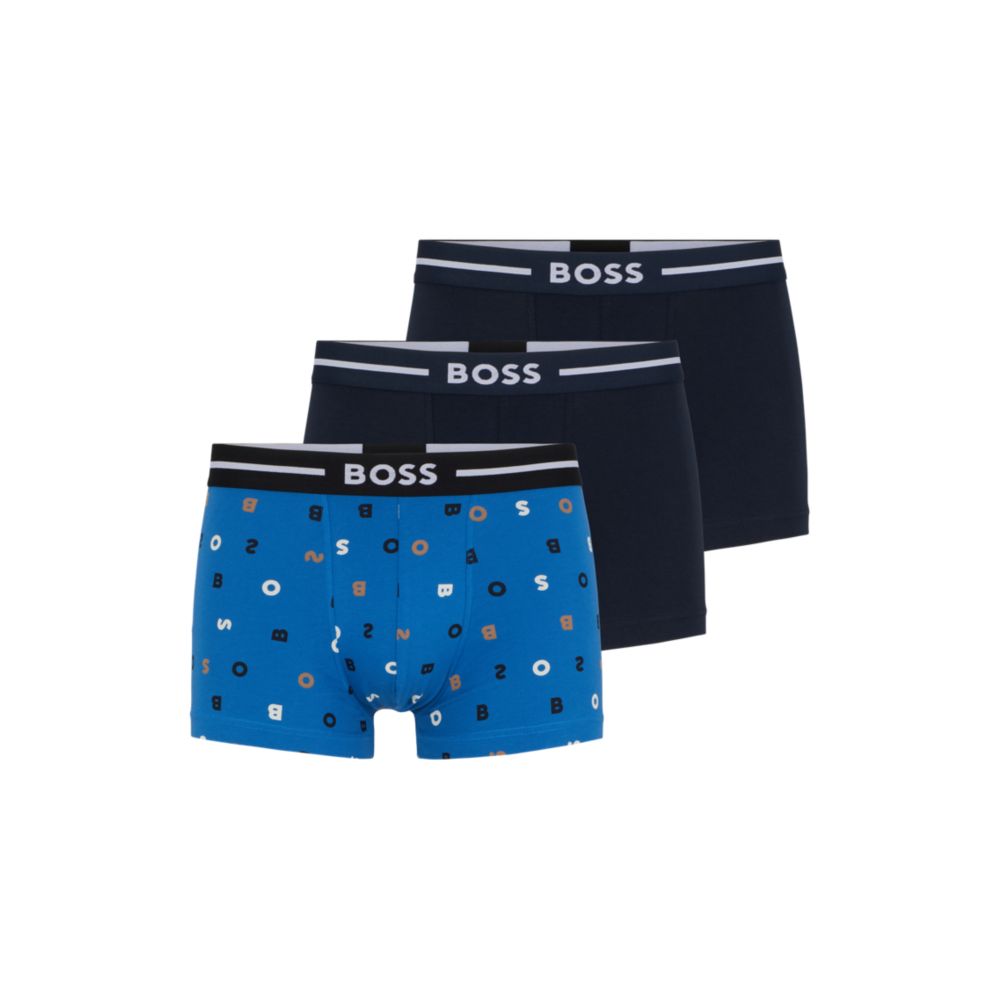 Three pack of stretch-cotton trunks with logo waistbands 7208111505468