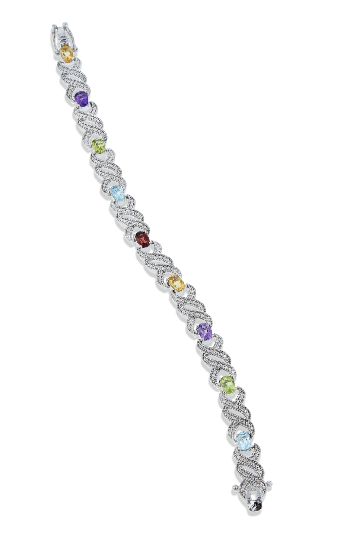 DIAMOND AND GENUINE MULTI GEMSTONE BRACELET