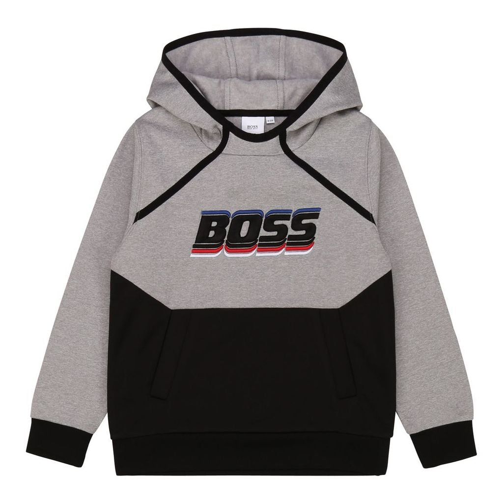 Gray Marl Colorblock Logo Hoodie