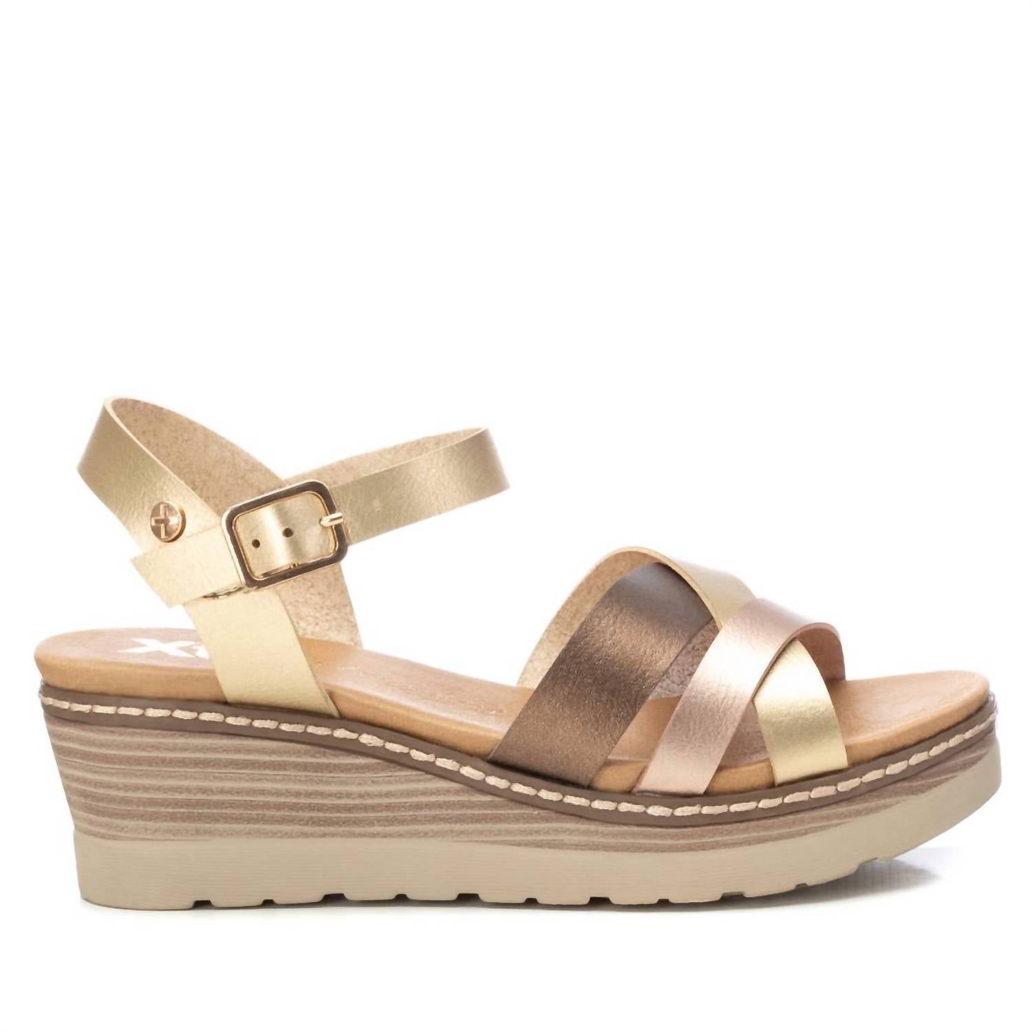 Women's Wedge Strappy Sandals In Gold