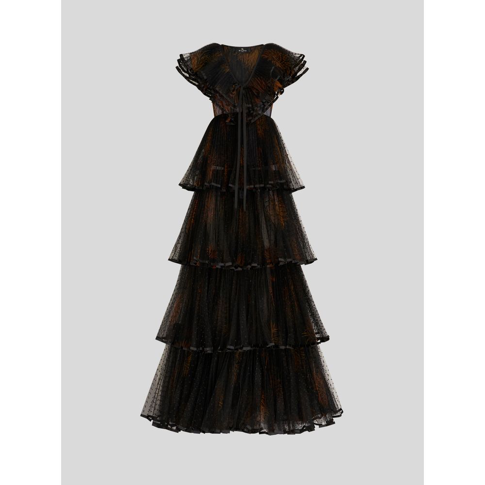 LONG DRESS WITH OVERLAPPING FLOUNCES IN TULLE 7826207899708