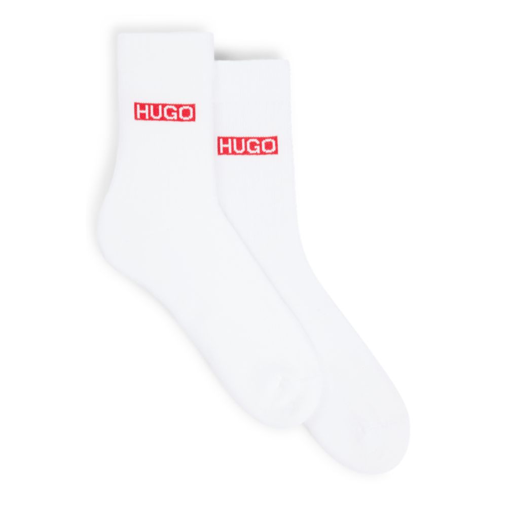 Two-pack of cotton-blend short socks with logos