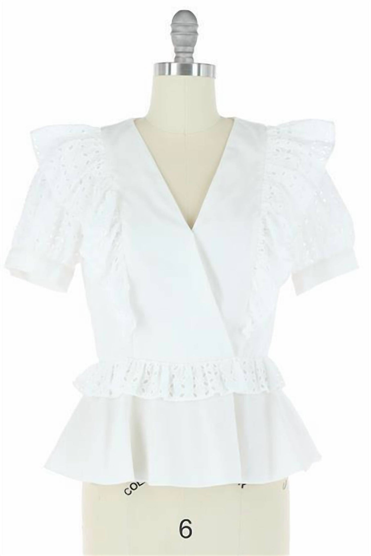 Women's Overlapped Frill Blouse In White