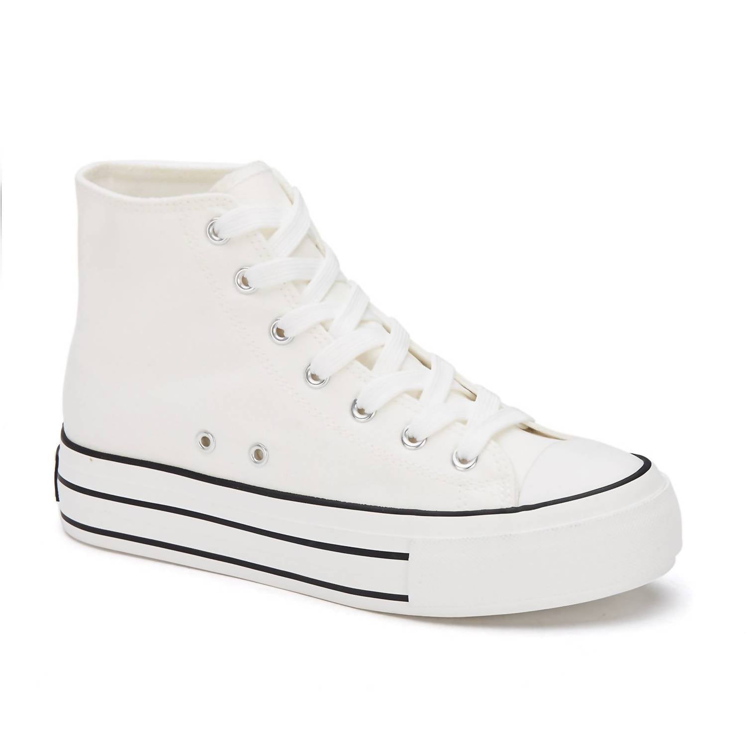 Women's Canvas Sneaker Boots With Platform In White