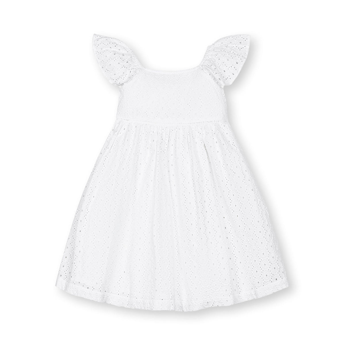 Organic Flutter Sleeve Eyelet Dress