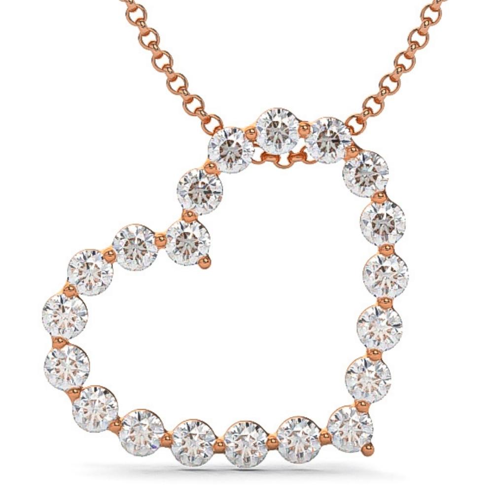 1 Ct Diamond Heart Pendant Necklace in White, Yellow, or Rose Gold Lab Grown 7686697189436