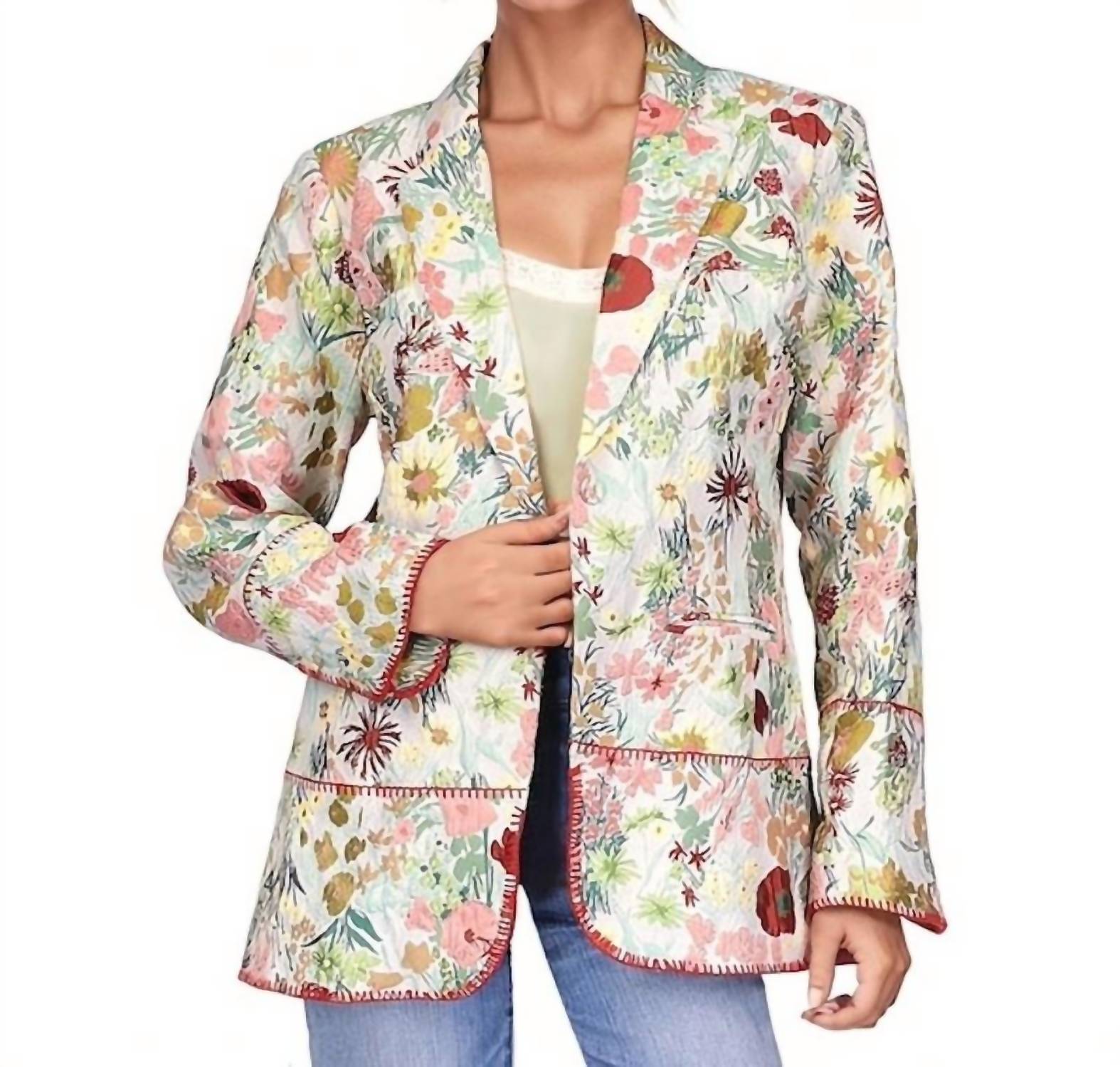 Lusha Jaquard Blazer In White Multi 7800784126012